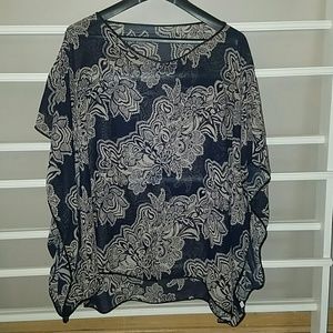 Polyester Poncho style overlay blouse